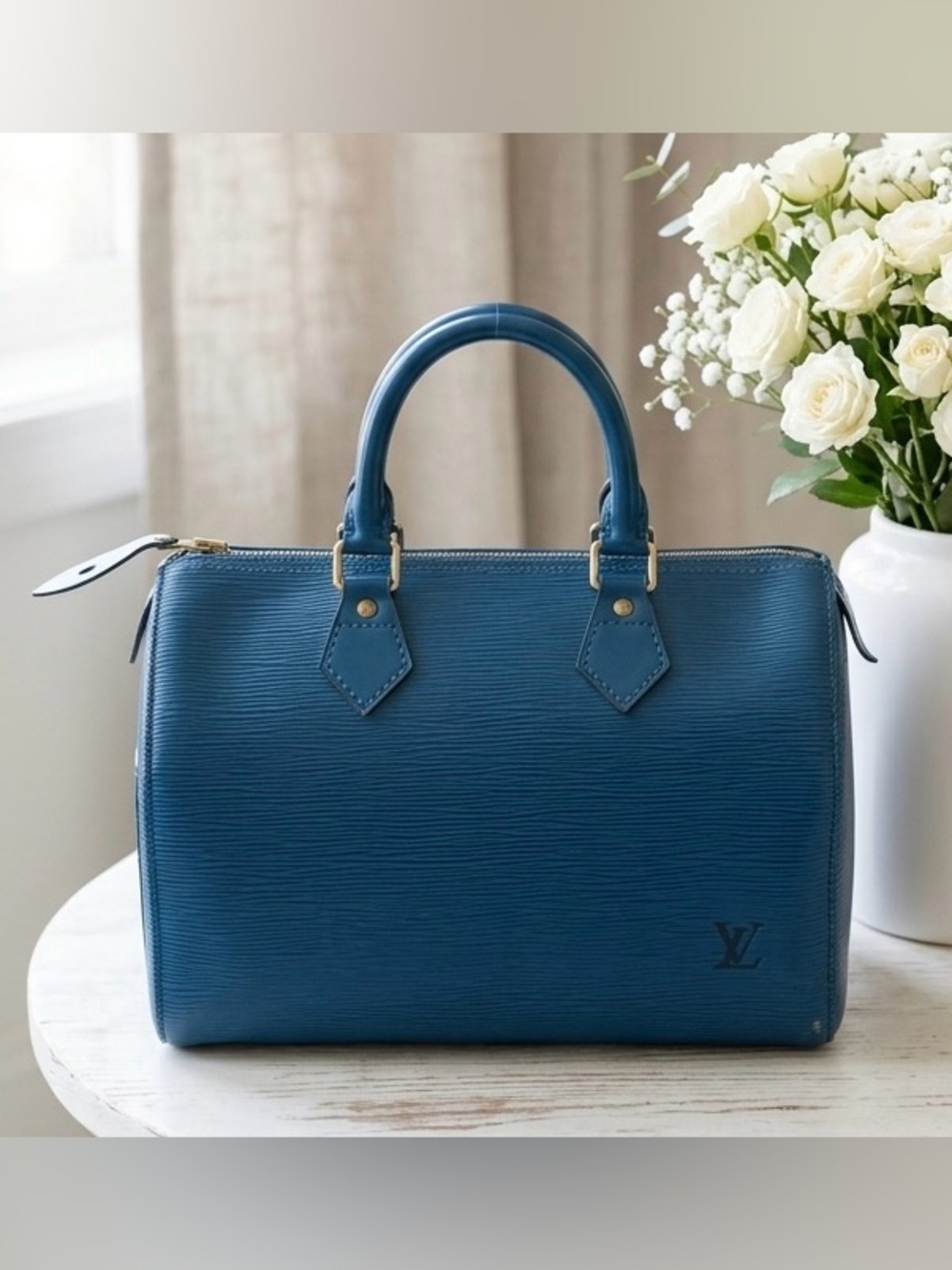 Louis Vuitton Blue Epi Leather Top-Handle Speedy 25 Satchel